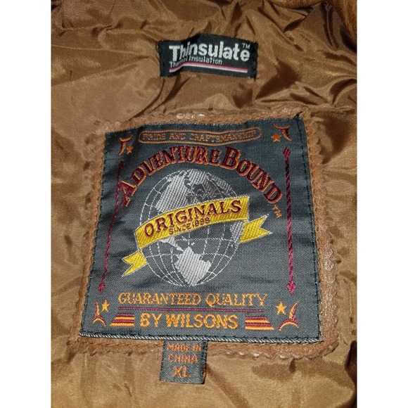 VINTAGE 90's ADVENTURE WILSON WHISKEY BROWN BUTTER SOFT LEATHER JACKET XL MEN - Picture 3 of 8